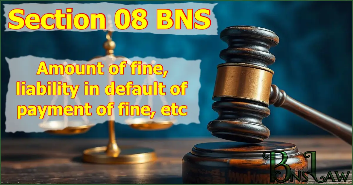 Section 8 BNS: Amount of fine, liability in default of payment of fine, etc.