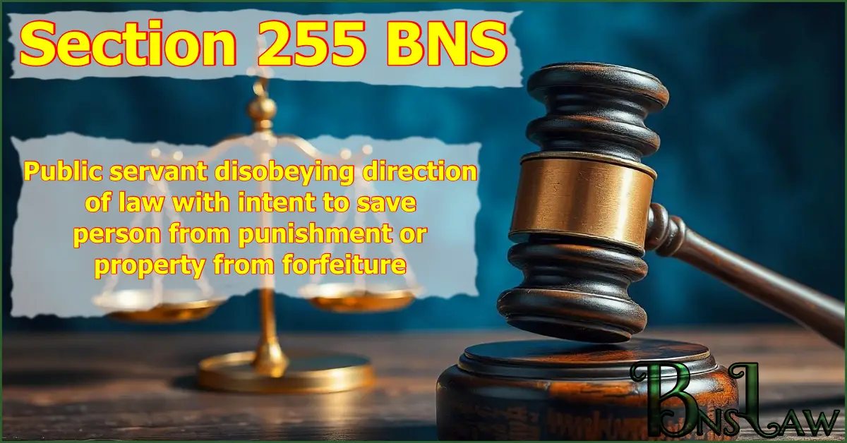 Section 255 BNS: Public servant disobeying direction of law with intent to save person from punishment or property from forfeiture