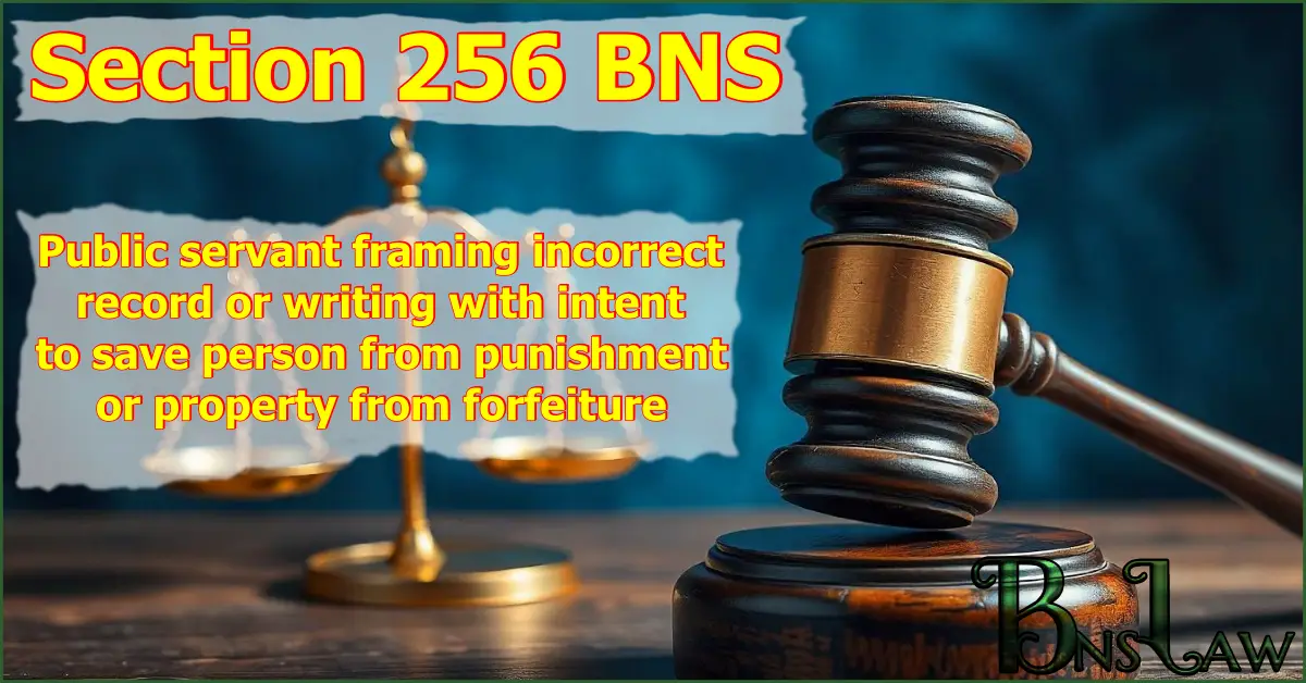 Section 256 BNS: Public servant framing incorrect record or writing with intent to save person from punishment or property from forfeiture