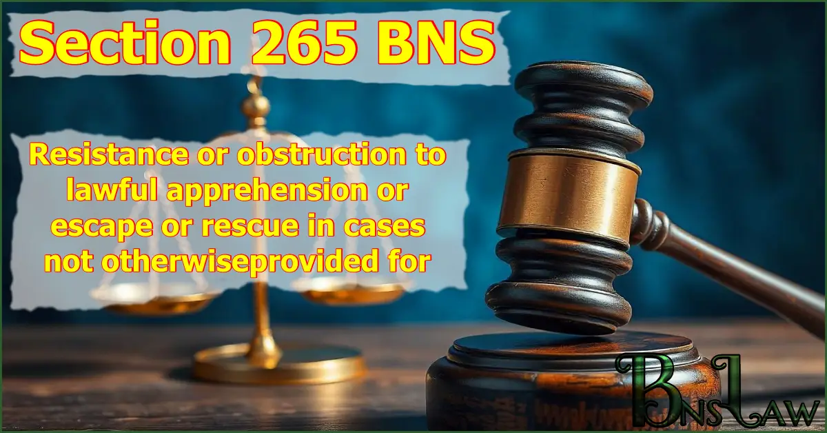 Section 265 BNS: Resistance or obstruction to lawful apprehension or escape or rescue in cases not otherwise provided for