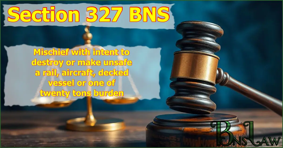 Section 327 BNS: Mischief with intent to destroy or make unsafe a rail, aircraft, decked vessel or one of twenty tons burden